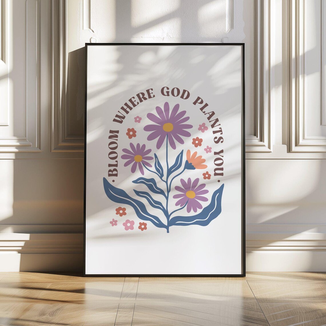 Bloom Where God Plants You Floral Circle Inspirational Quote Poster