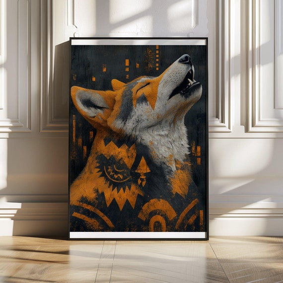 Stunning Wolf Wall Art Print Abstract Geometric Animal Art Wildlife Wall Dcor Living Room Dcor Office Home Dcor