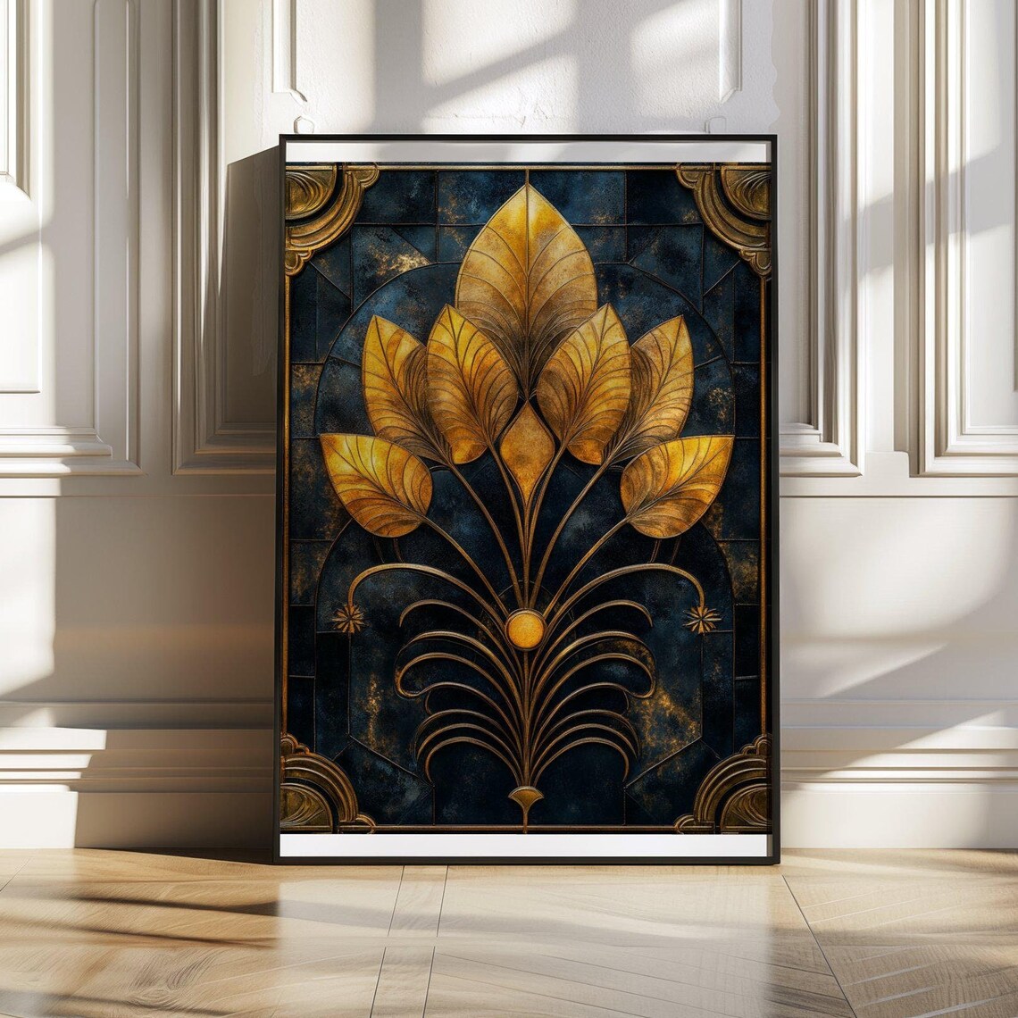 Gold Leaf Wall Art Print Botanical Floral Print Black And Gold Home Dcor Modern Wall Art Leaf Wall Dcor Luxury Prints Artwork