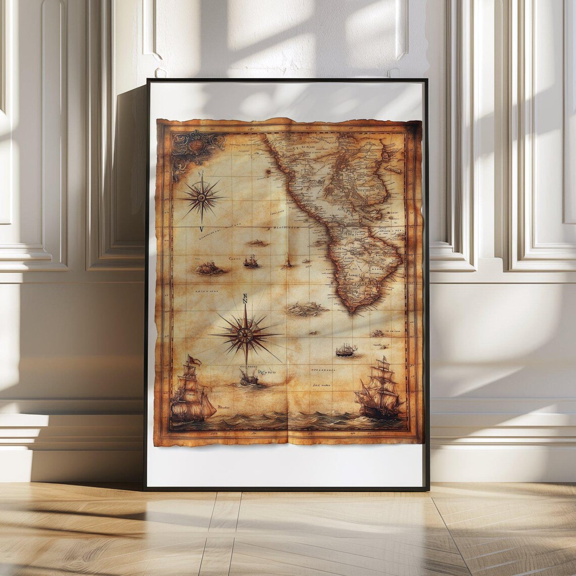 Antique Explorer's Map of Africa on Aged Parchment Art Poster
