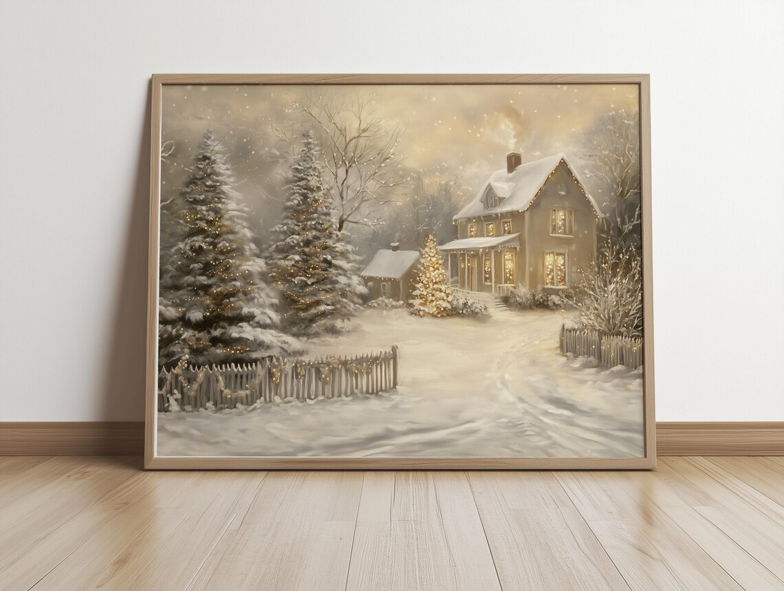 Enchanted Winter Cottage Wonderland Art Print - Image 4
