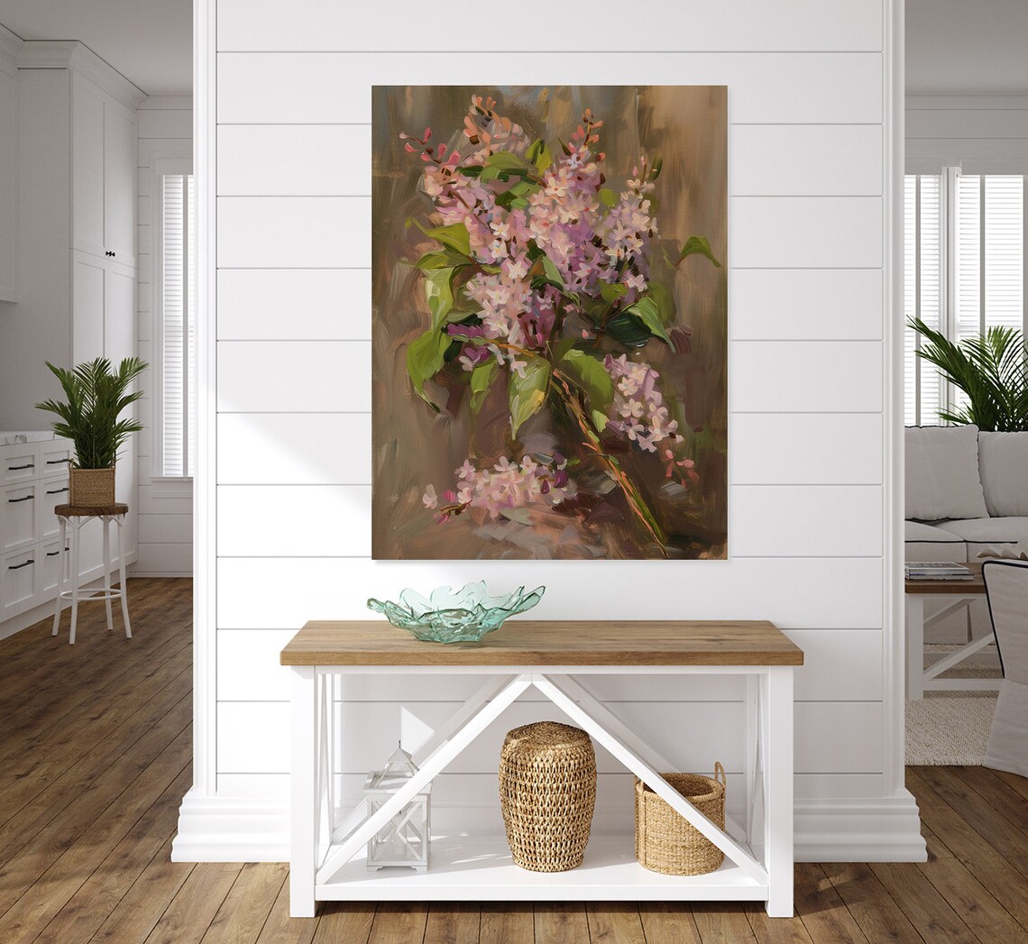 Soft Pink Lilac Blossom Bouquet in Painterly Floral Style Poster - Image 5