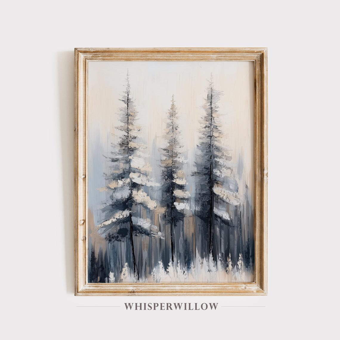 Abstract Snowy Pine Forest Tall Trees Winter Wonderland Poster