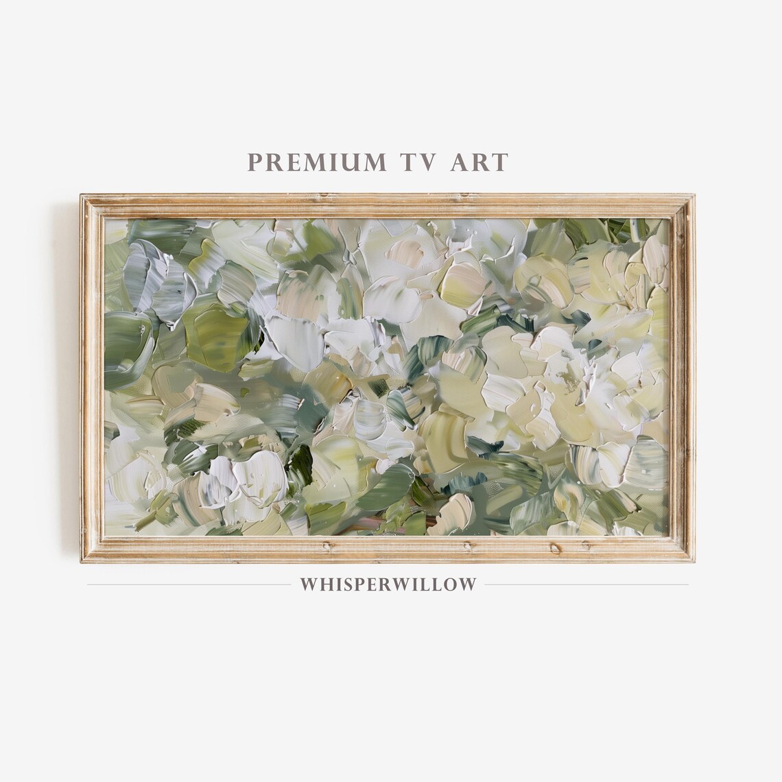 White Floral Impasto Abstract Painting in Soft Neutrals Poster