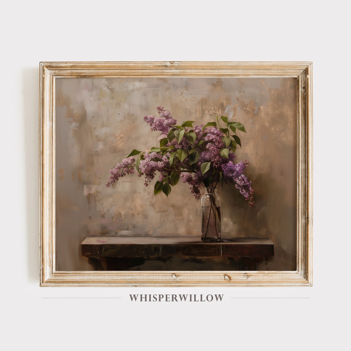 Lilac Branch Still Life Painting Purple Flowers in Vase Poster
