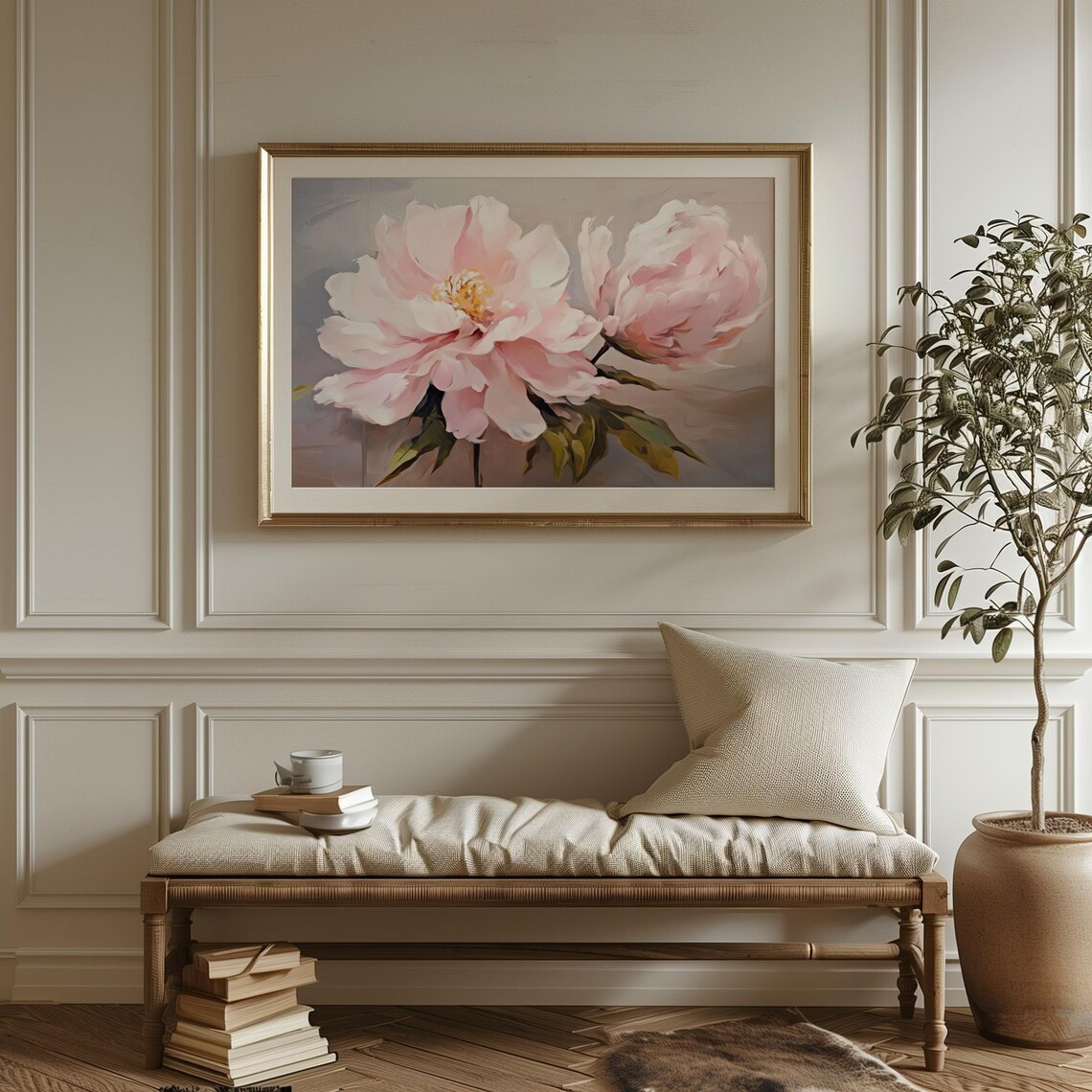 Soft Pink Peonies Blossom Floral Painting Romantic Spring Art Poster - Image 4