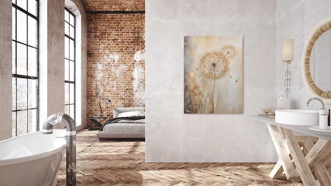 Moody Dandelion Painting, Vintage Botanical Art Print - Image 3