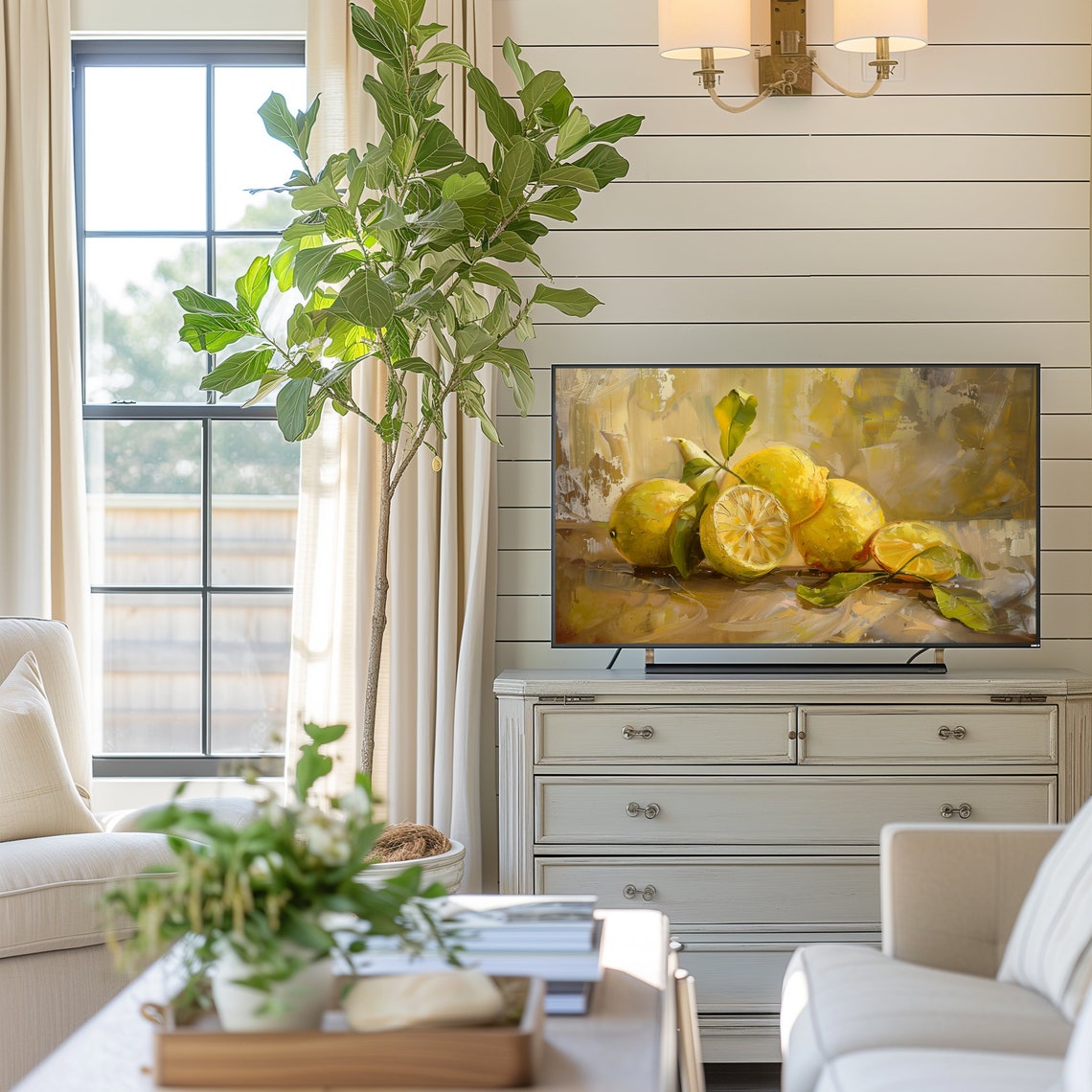 Golden Lemon Still Life Rustic Fruit Oil Painting Kitchen Poster - Image 4