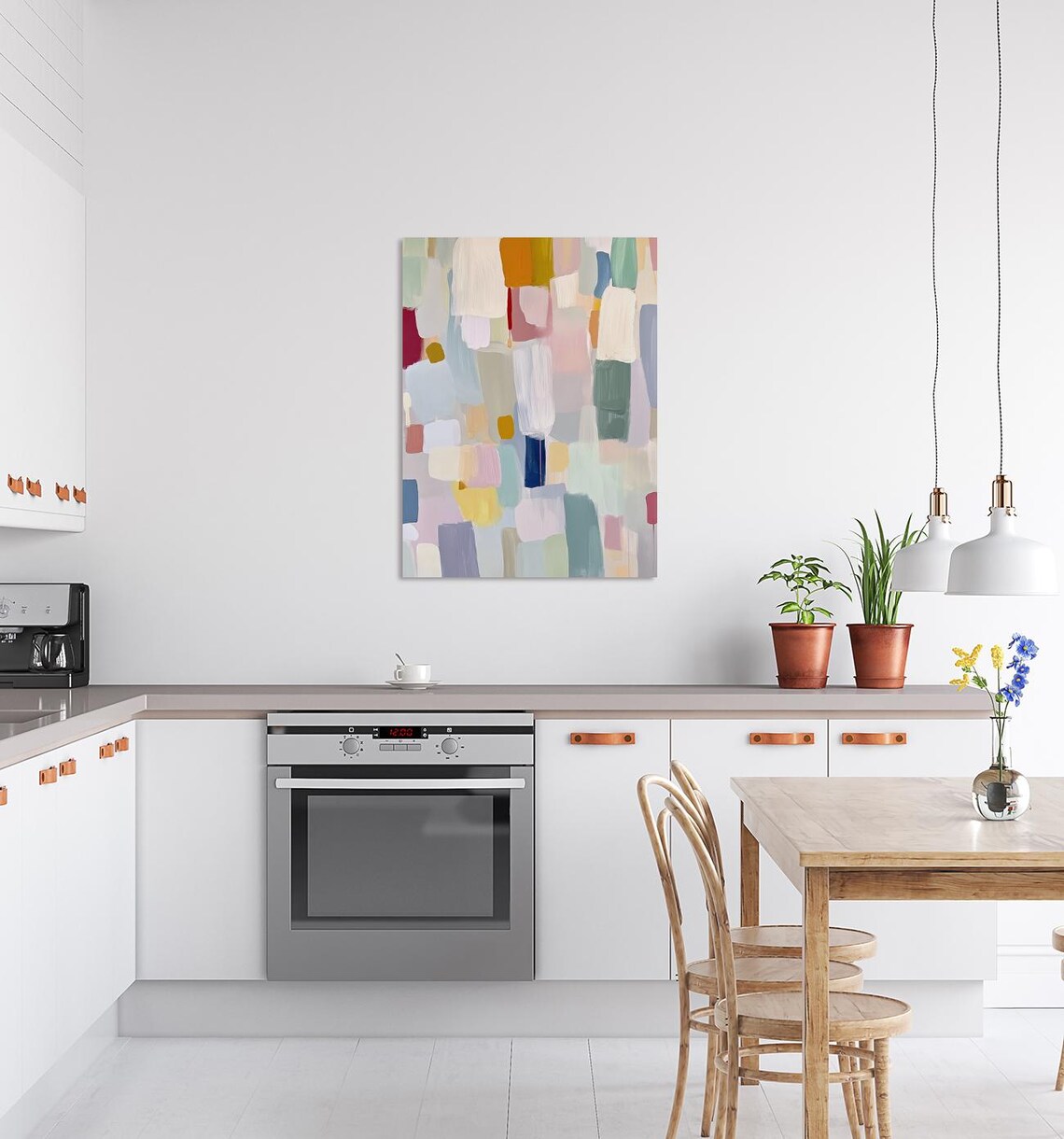 Cheerful Colorful Pastel Brushstroke Abstract Modern Painting Poster - Image 2