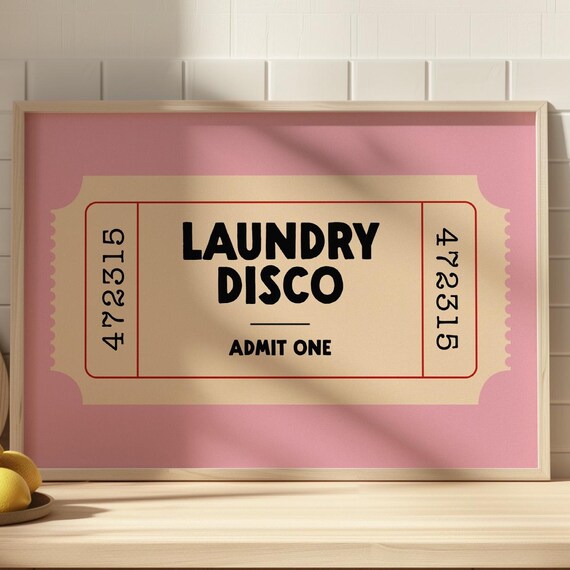 Laundry Disco Retro Ticket Utility Room Art Print