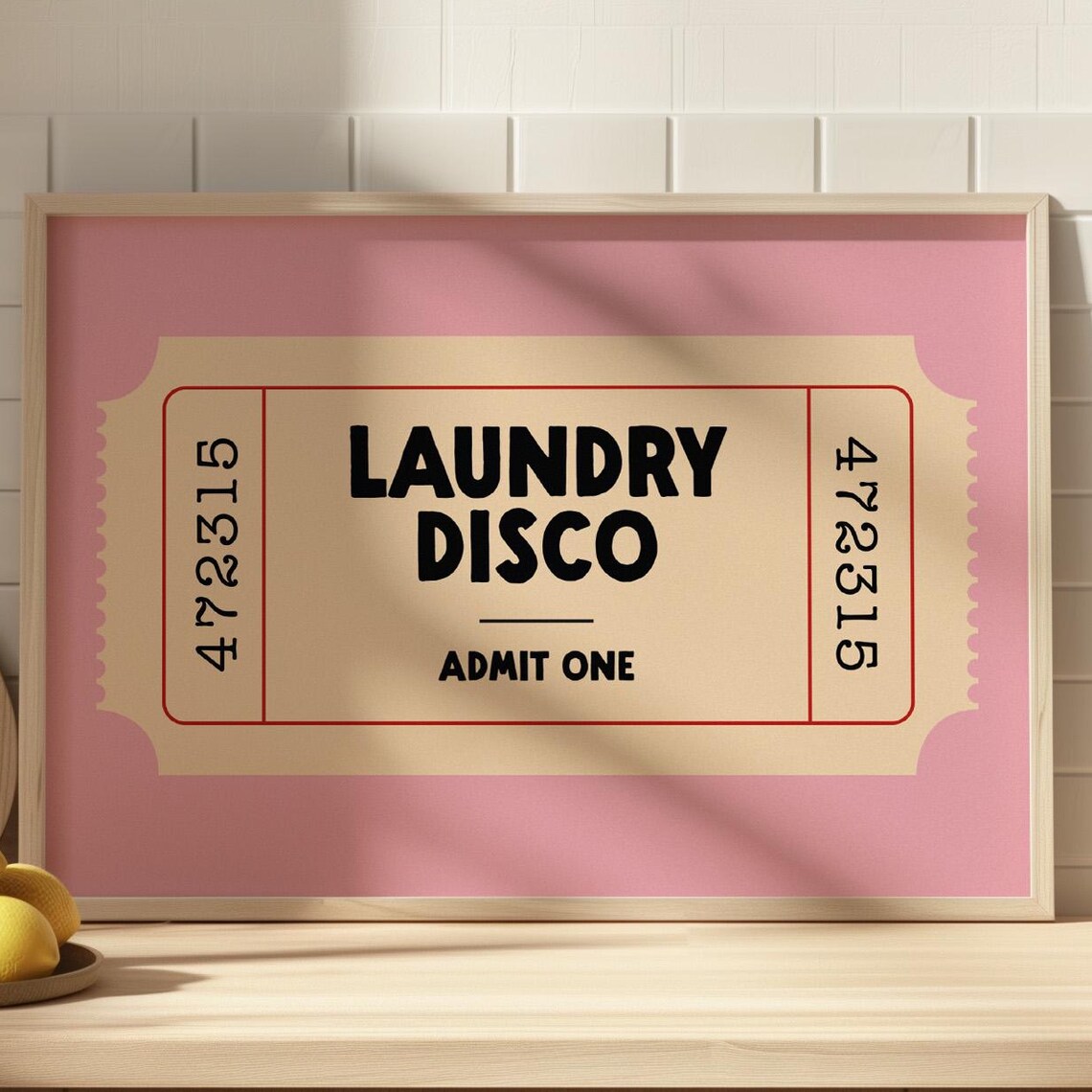Laundry Disco Retro Ticket Utility Room Art Print
