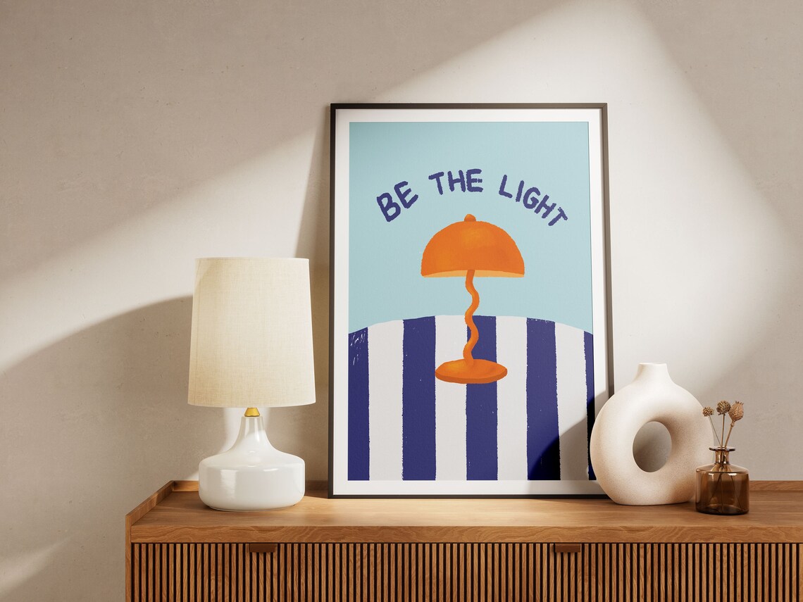Be the Light Retro Orange Lamp Matthew 516 Christian Faith Poster - Image 2