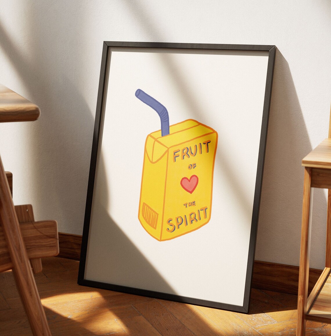 Fruit Of The Spirit Yellow Juice Box Cute Playful Faith Poster - Image 3