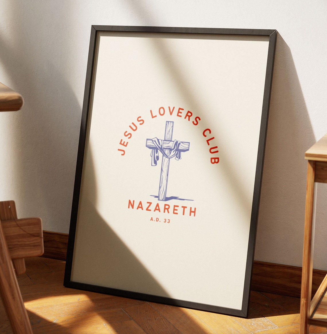Jesus Lovers Club Retro Aesthetic Christian Wall Art Jesus Of Nazareth Cross Wall Art Modern Christian Art Print Vintage Christian Poster