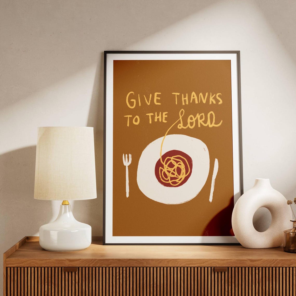 Give Thanks To The Lord Fall Pasta Dinner Scripture Art Poster - Image 2