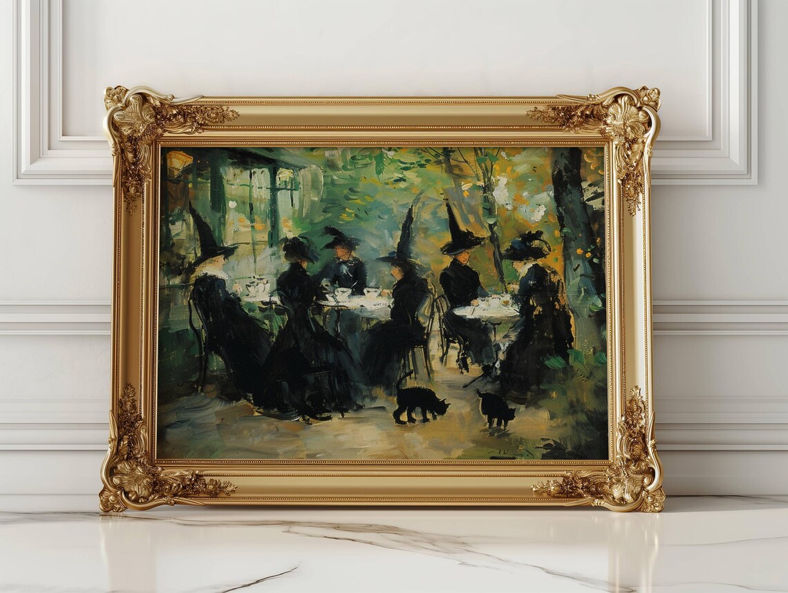 Witch Cafe, Witchy Impressionist Halloween Art Print - Image 6