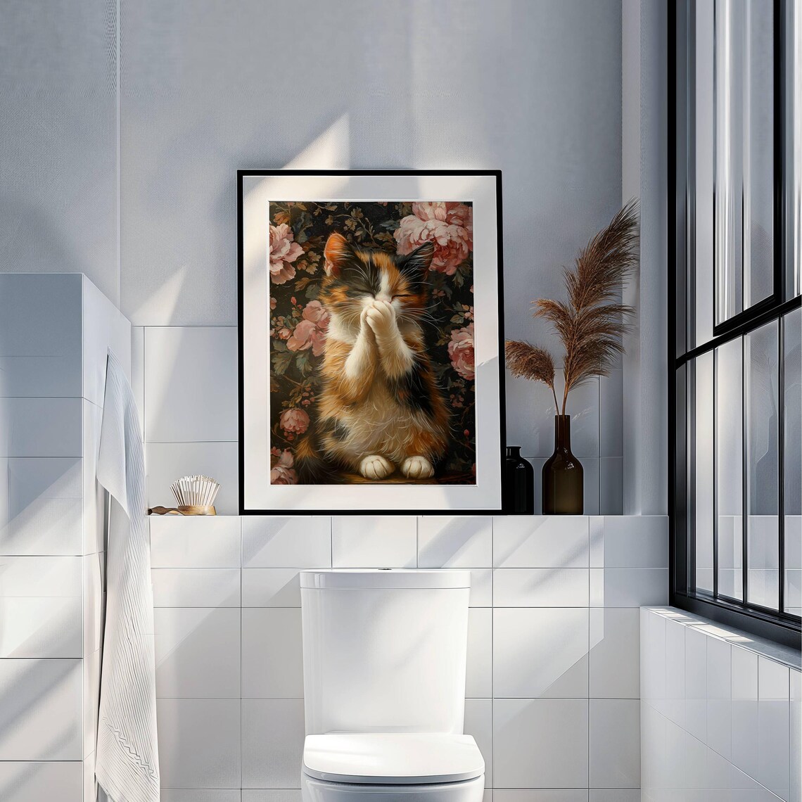 Funny Cat Bathroom Toilet Humor Art Print, Cat Lover Gift - Image 6