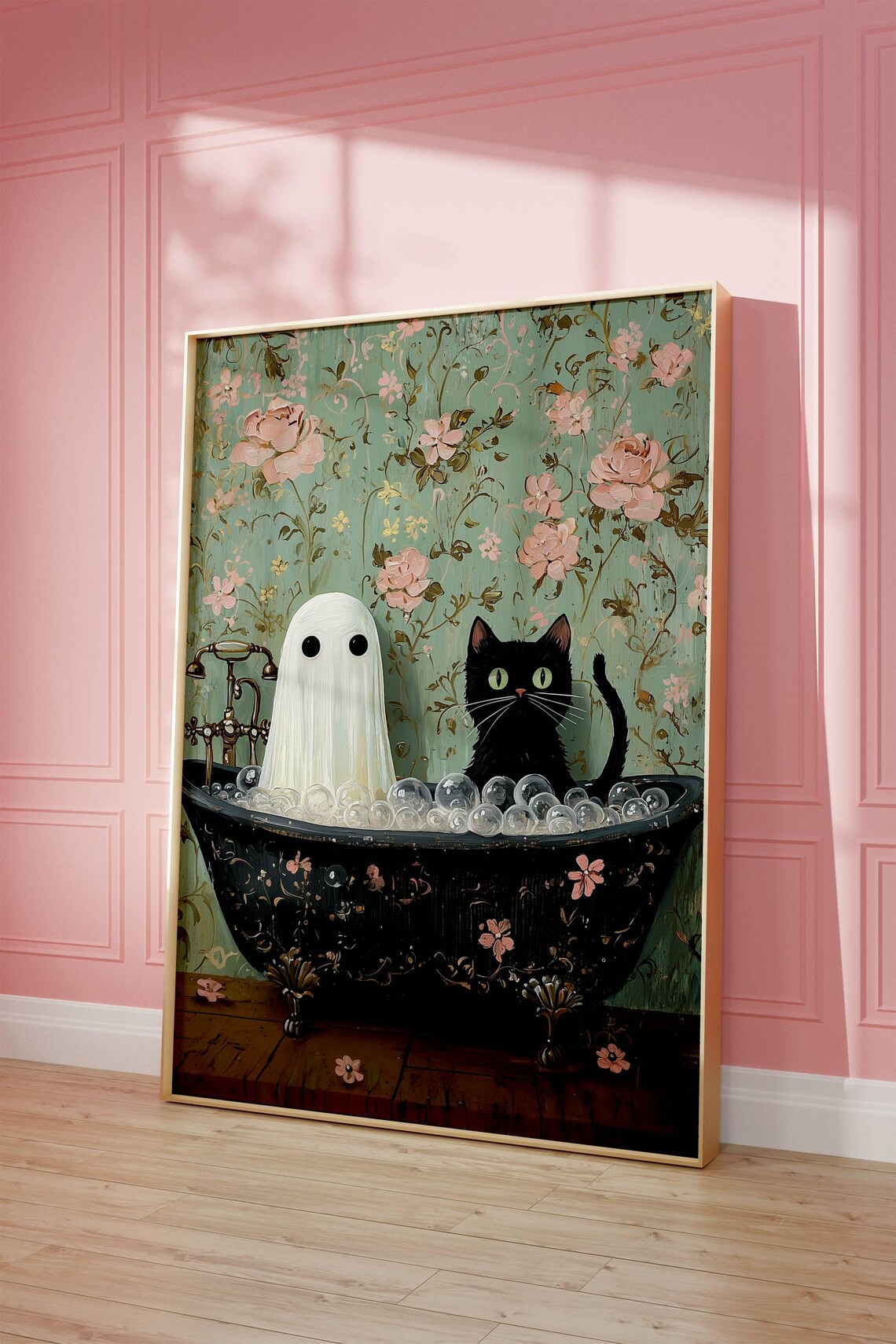 Ghost And Cat In Bath, Funny Cat Wall Art Print - Image 7