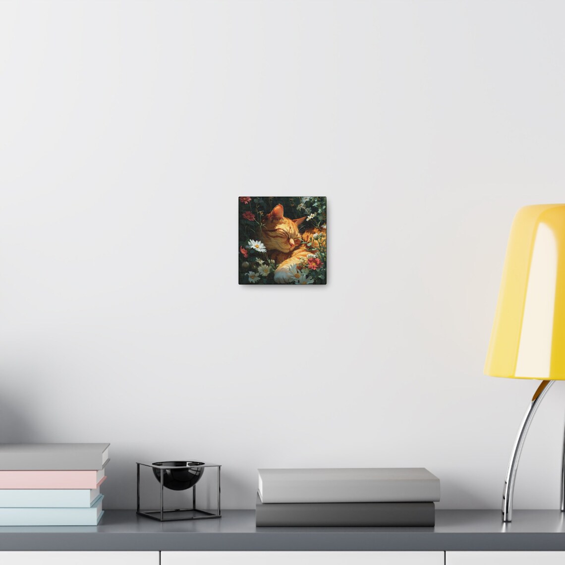 Orange Tabby Cat Asleep in a Daisy Filled Wildflower Garden Poster - Image 2