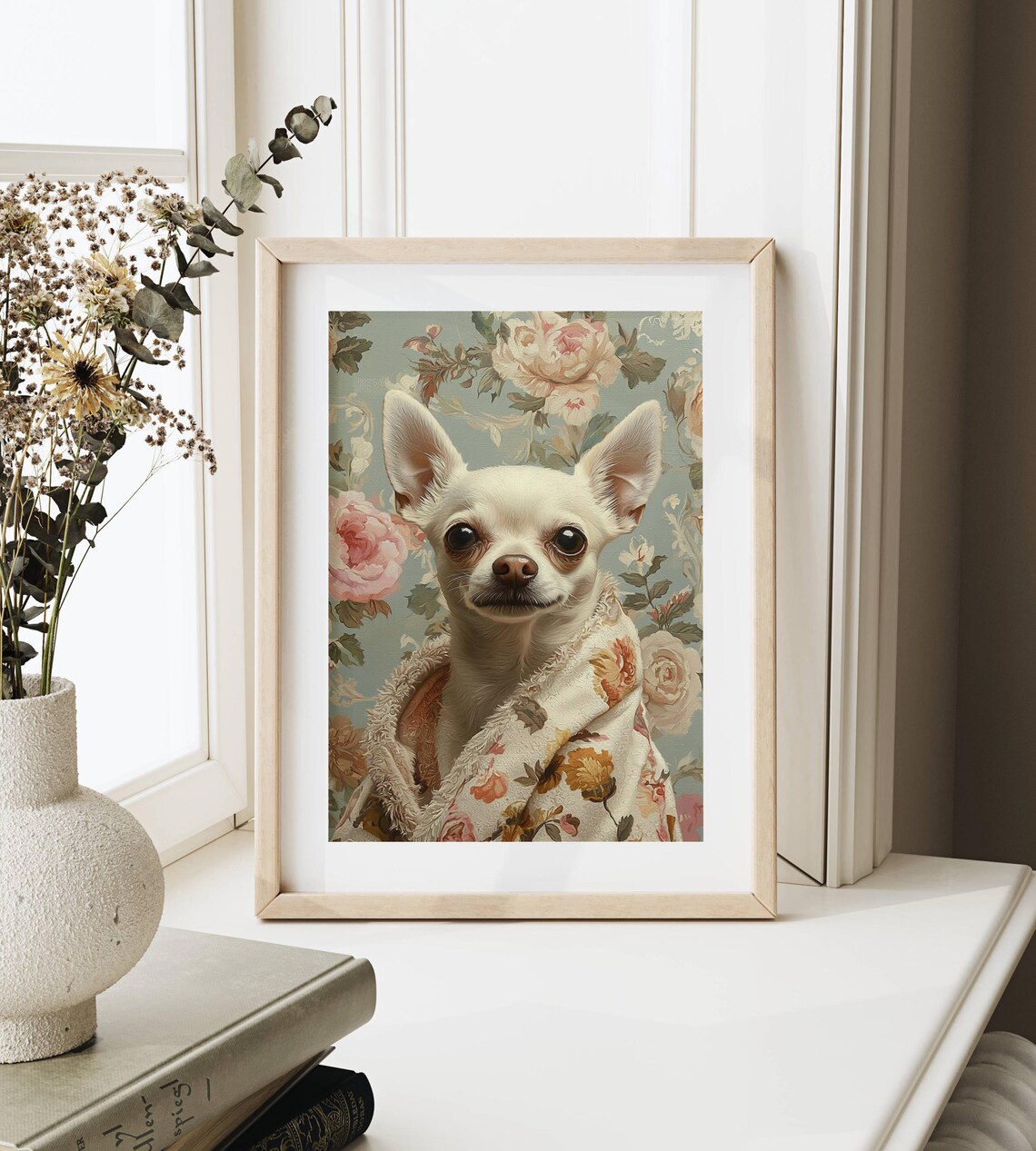 Chihuahua in Bathrobe Bathroom Dog Lover Art Print