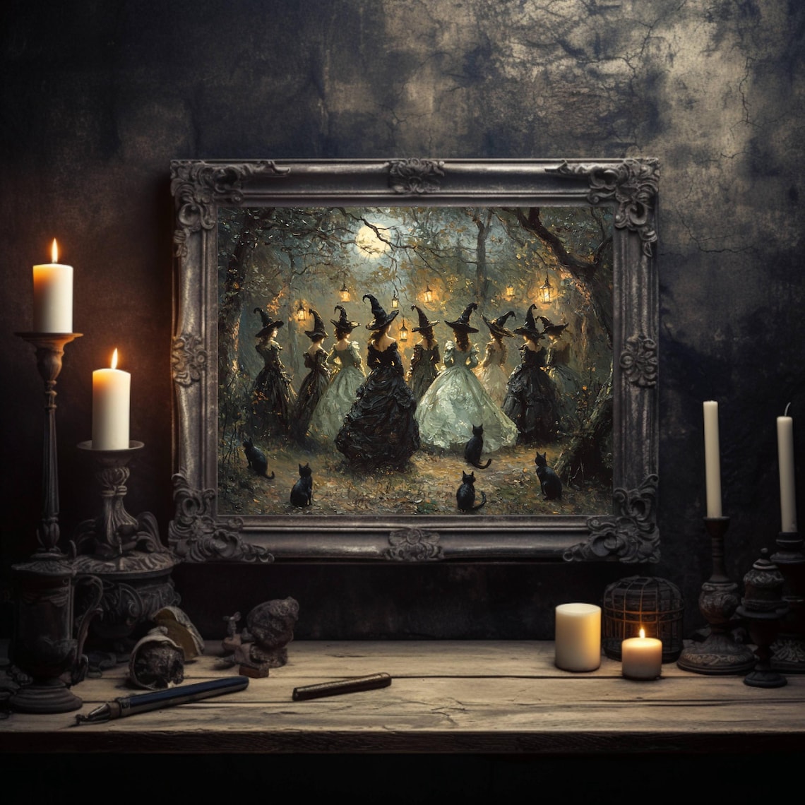 Midnight Gathering Of Witches And Black Cats Poster