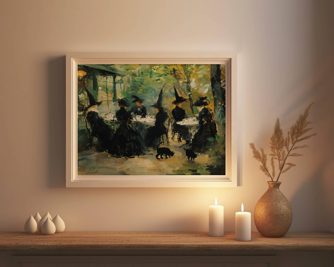 Witch Cafe, Witchy Impressionist Halloween Art Print - Image 5