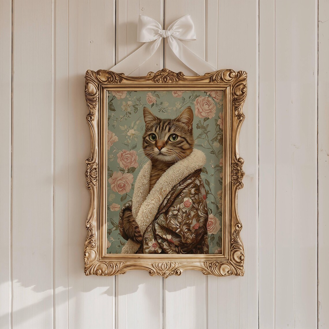 Brown Tabby Cat in Bathrobe Poster, Bathroom Decor - Image 7