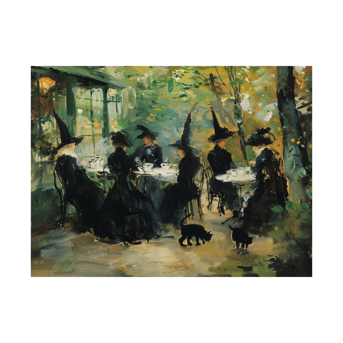 Witch Cafe, Witchy Impressionist Halloween Art Print - Image 3