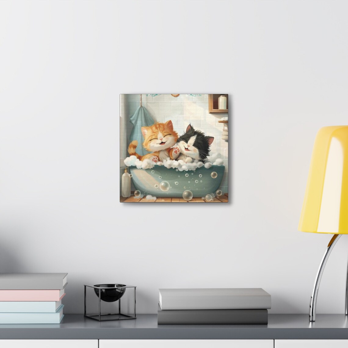 Two Happy Kittens Giggling Together in a Bubble Bath Cartoon Poster - Image 6