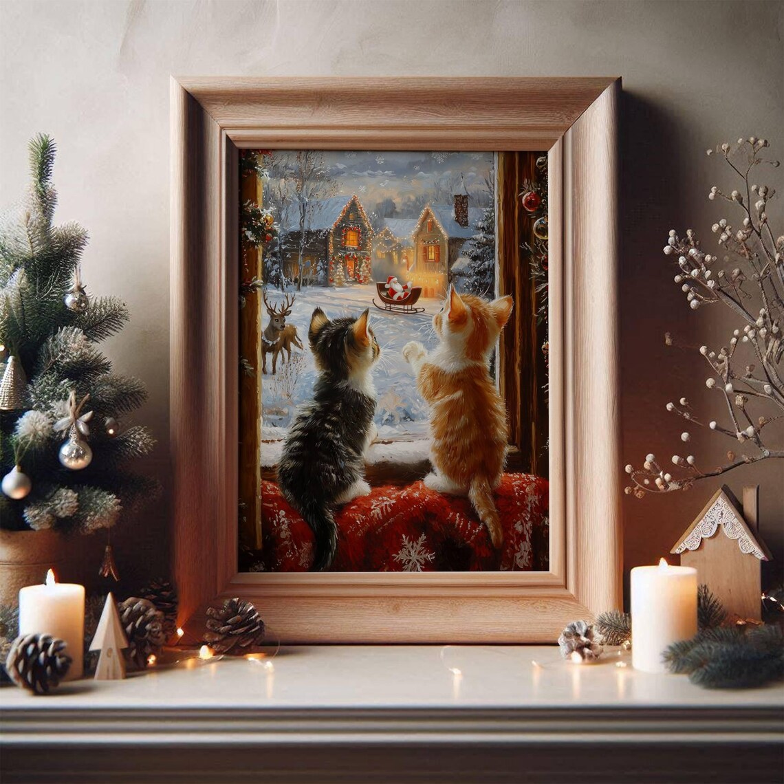 Kittens Watching Santa Claus Christmas Poster - Image 5