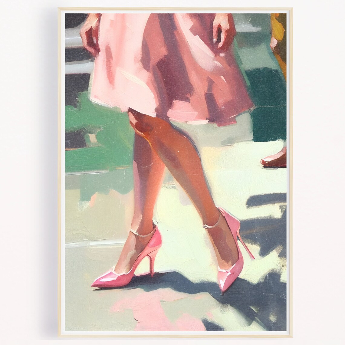 Pink High Heel Pumps Close Up Street Style Fashion Art Poster