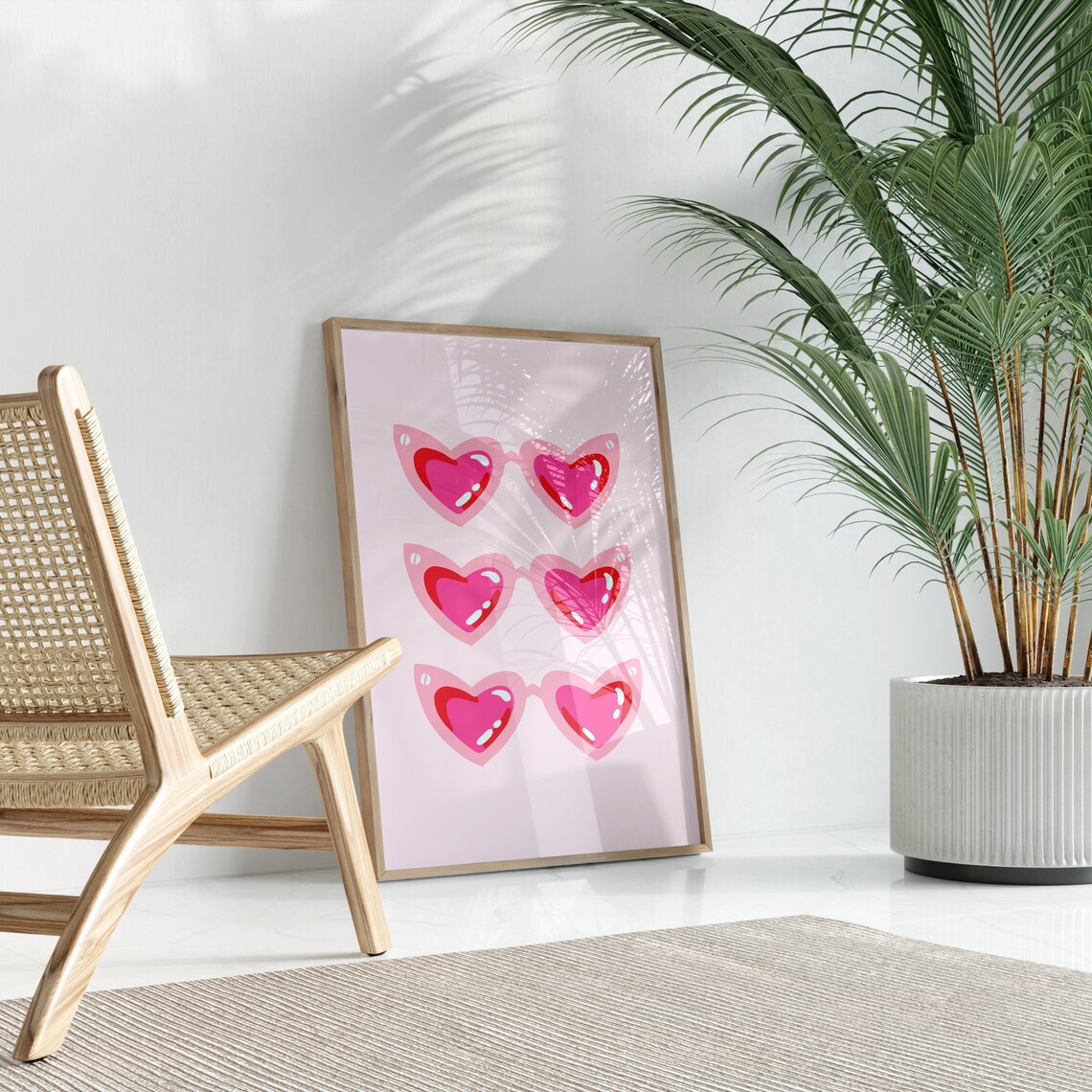 Pink Heart Sunglasses Trio Preppy Dorm Room Girly Decor Poster - Image 2