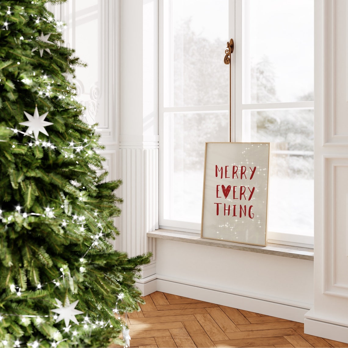 Merry Everything Red Lettering Poster Christmas Holiday Festive Decor - Image 3