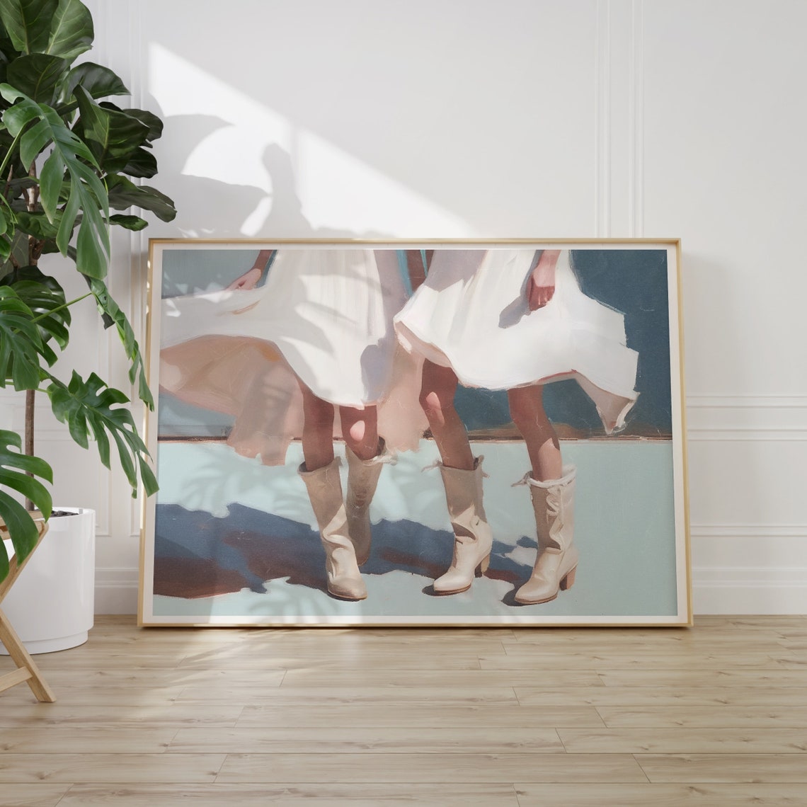 Cowgirls Wall Art Trendy Pastel Oil Painting Preppy Western Wall Decor Retro Cowgirl Light Pink Wall Art Instant