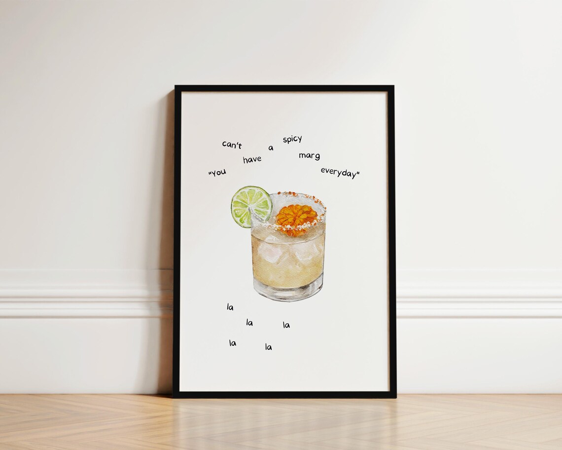 Spicy Margarita Funny Bar Poster with a Spicy Marg Quote Art
