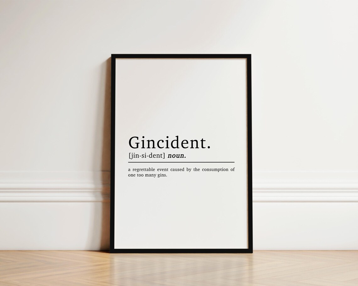 Gin Definition Funny Kitchen Poster, Kitchen Decor