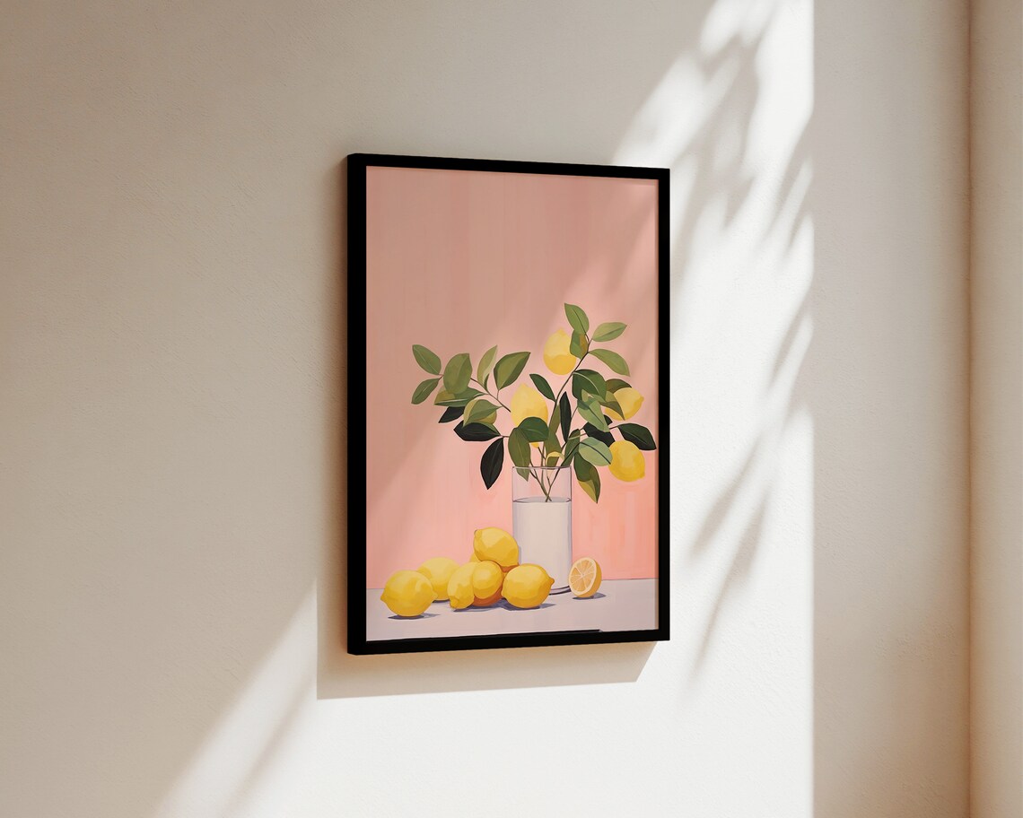 Lemon Print Kitchen Wall Art, Mid-Century Poster - Image 2