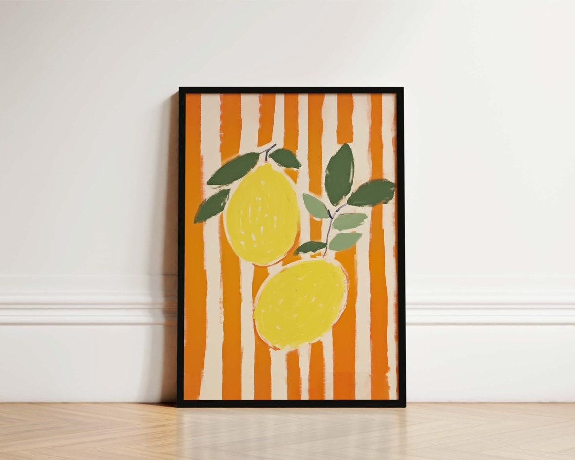 Mid-Century Lemon Kitchen Art Print, Italy Boho