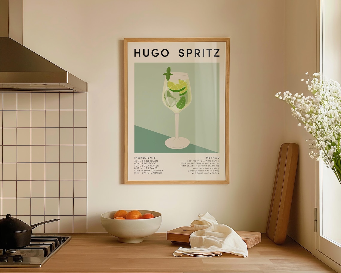 Hugo Spritz Cocktail Art Print, Kitchen Decor - Image 3
