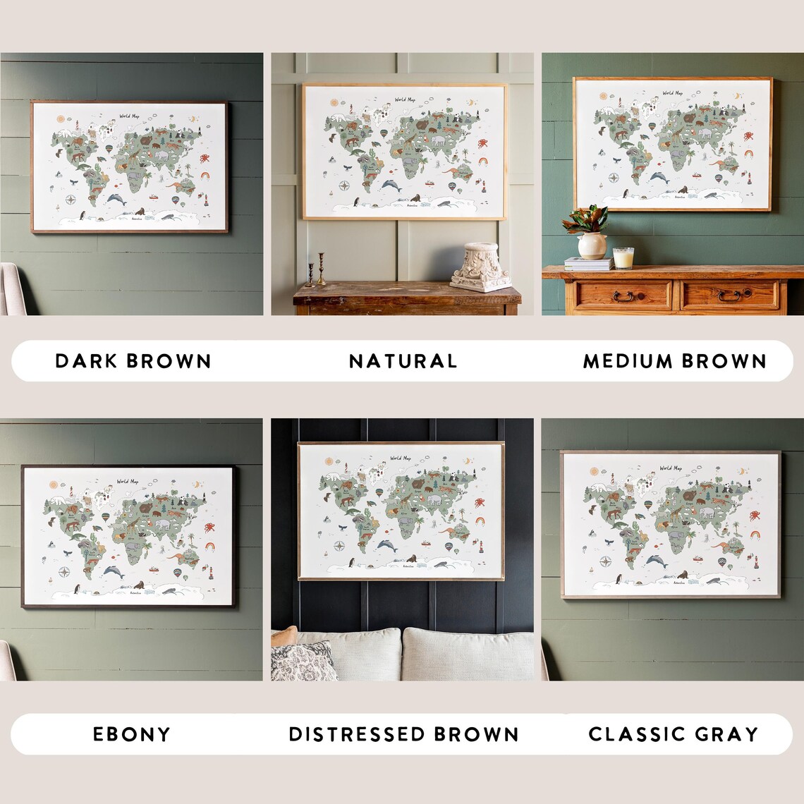 Animal-Themed Kids World Map Art Print, Zoo Decor - Image 2