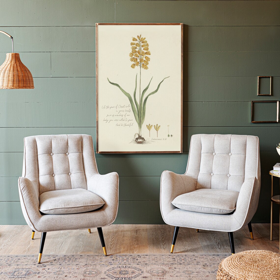 Vintage Botanical Scripture Art Print, Colossians 3:15 - Image 2