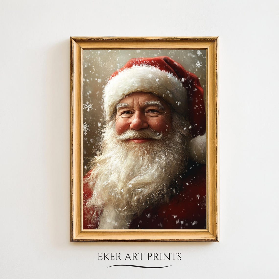 Santa Claus Portrait Print Christmas Wall Art Winter Holidays Painting Farmhouse Christmas Decor Santa Claus Art