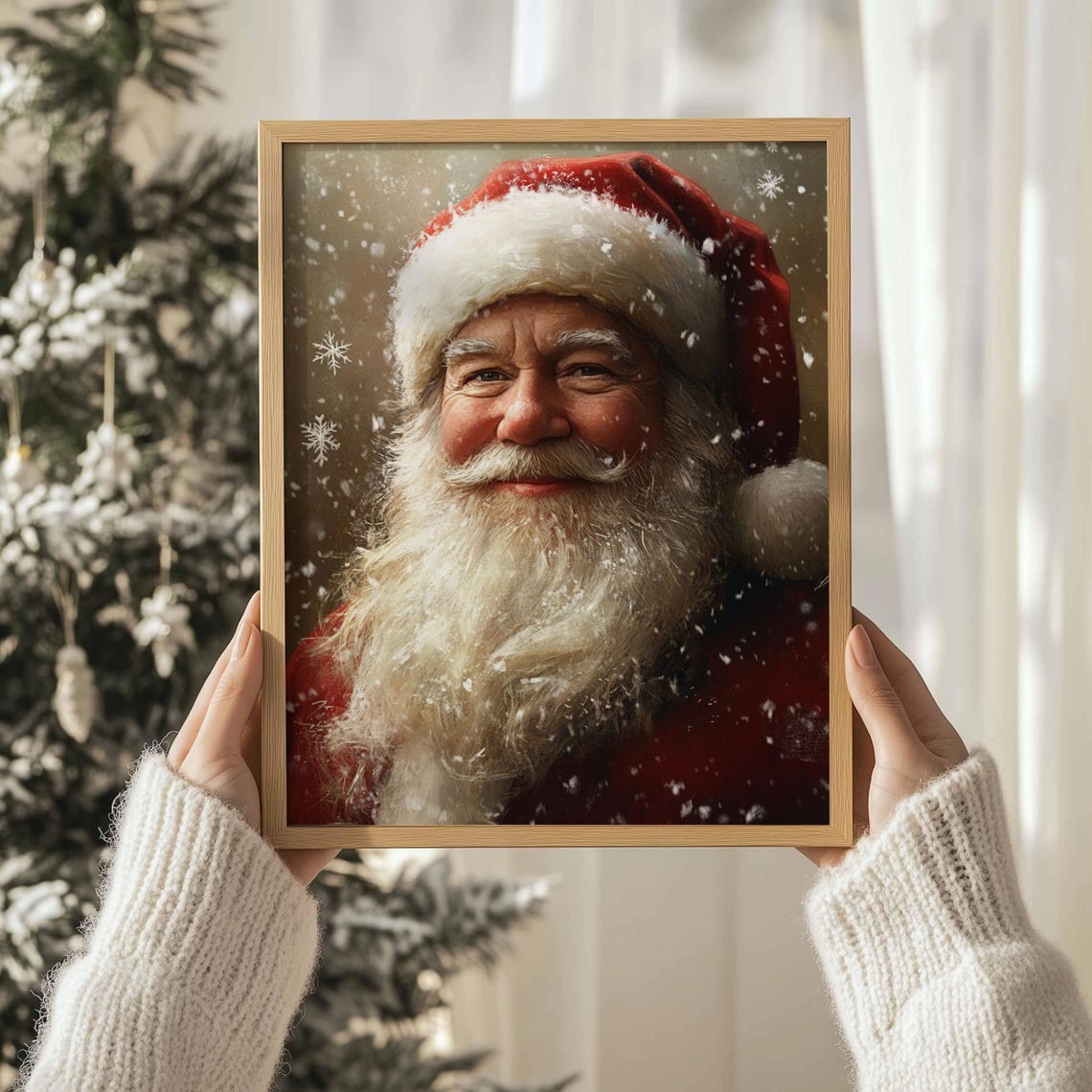 Santa Claus Portrait Print Christmas Wall Art Winter Holidays Painting Farmhouse Christmas Decor Santa Claus Art - Image 3