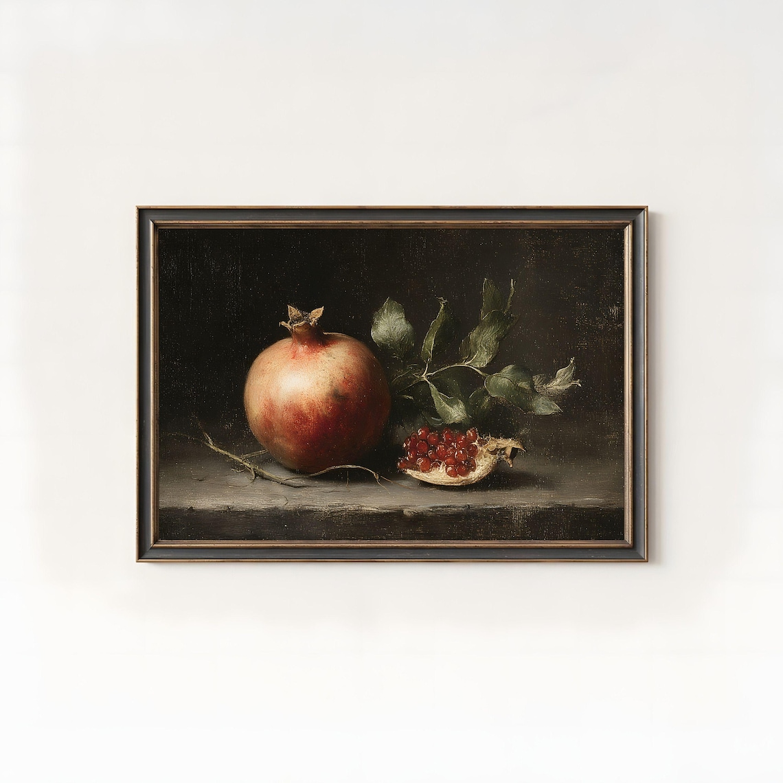 Rustic Pomegranate Still Life Oil Painting Farmhouse Kitchen Poster