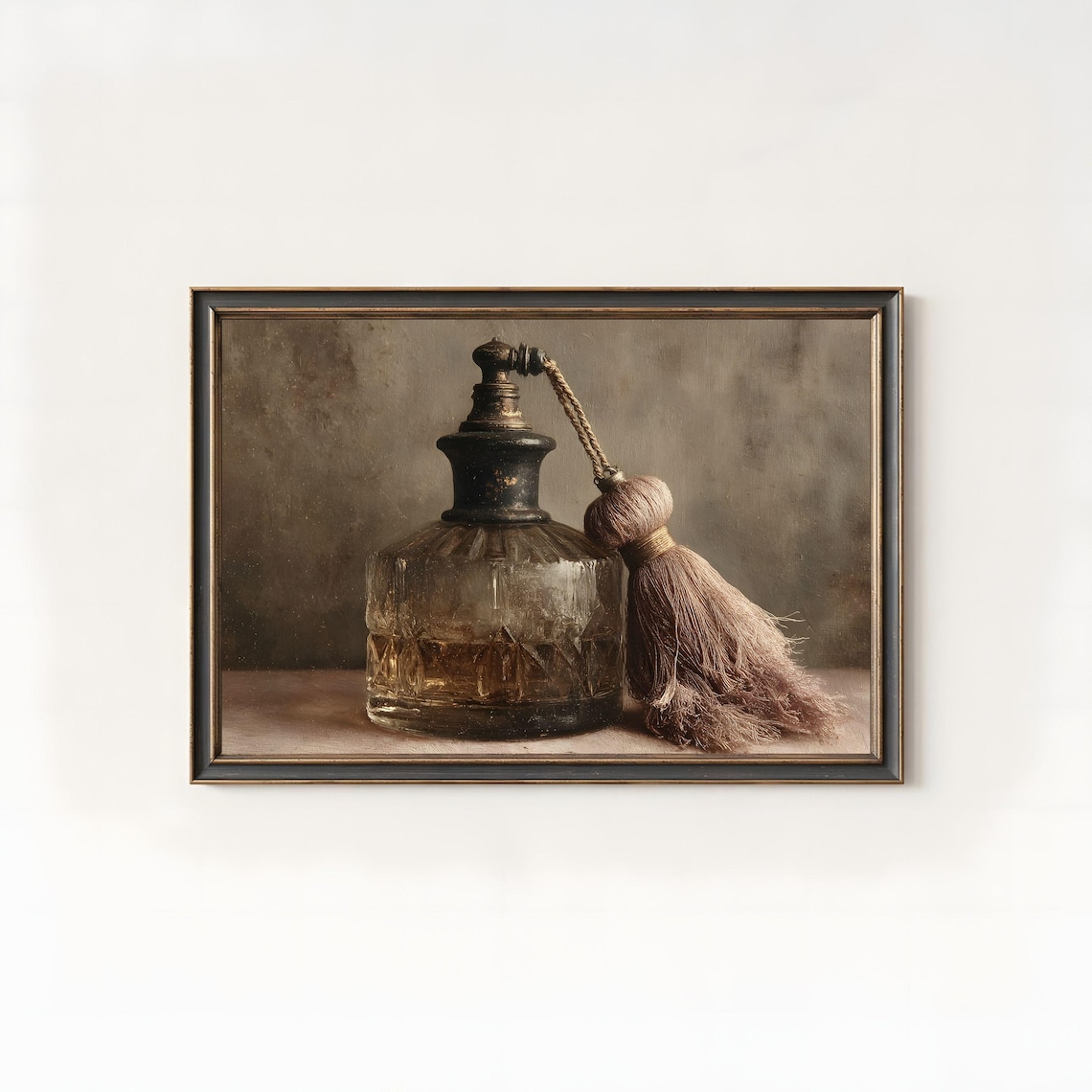 Vintage Perfume Bottle Still Life Art Print, Dark Academia