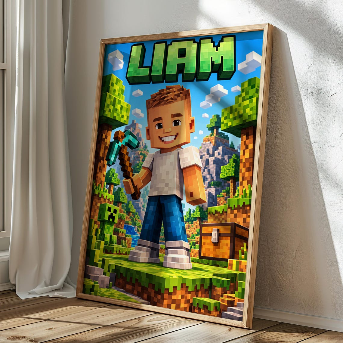 Custom Minecraft Portrait From Photo Print Name Boys Girls Room Decor Birthday Gift Nursery Poster - Image 3
