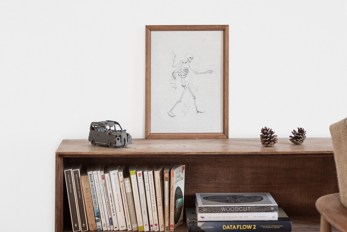 Vintage Halloween Skeleton, Minimalist Spooky Poster - Image 2