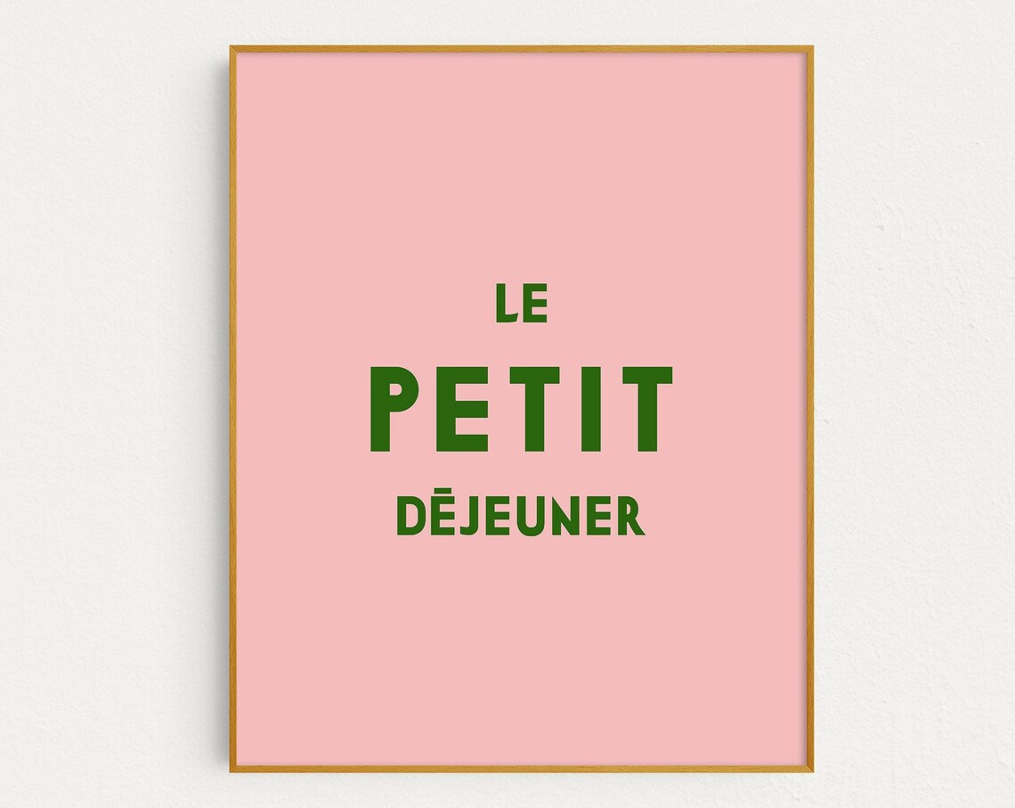 Le Petit Dejeuner French Typography Minimalist Pink Kitchen Poster