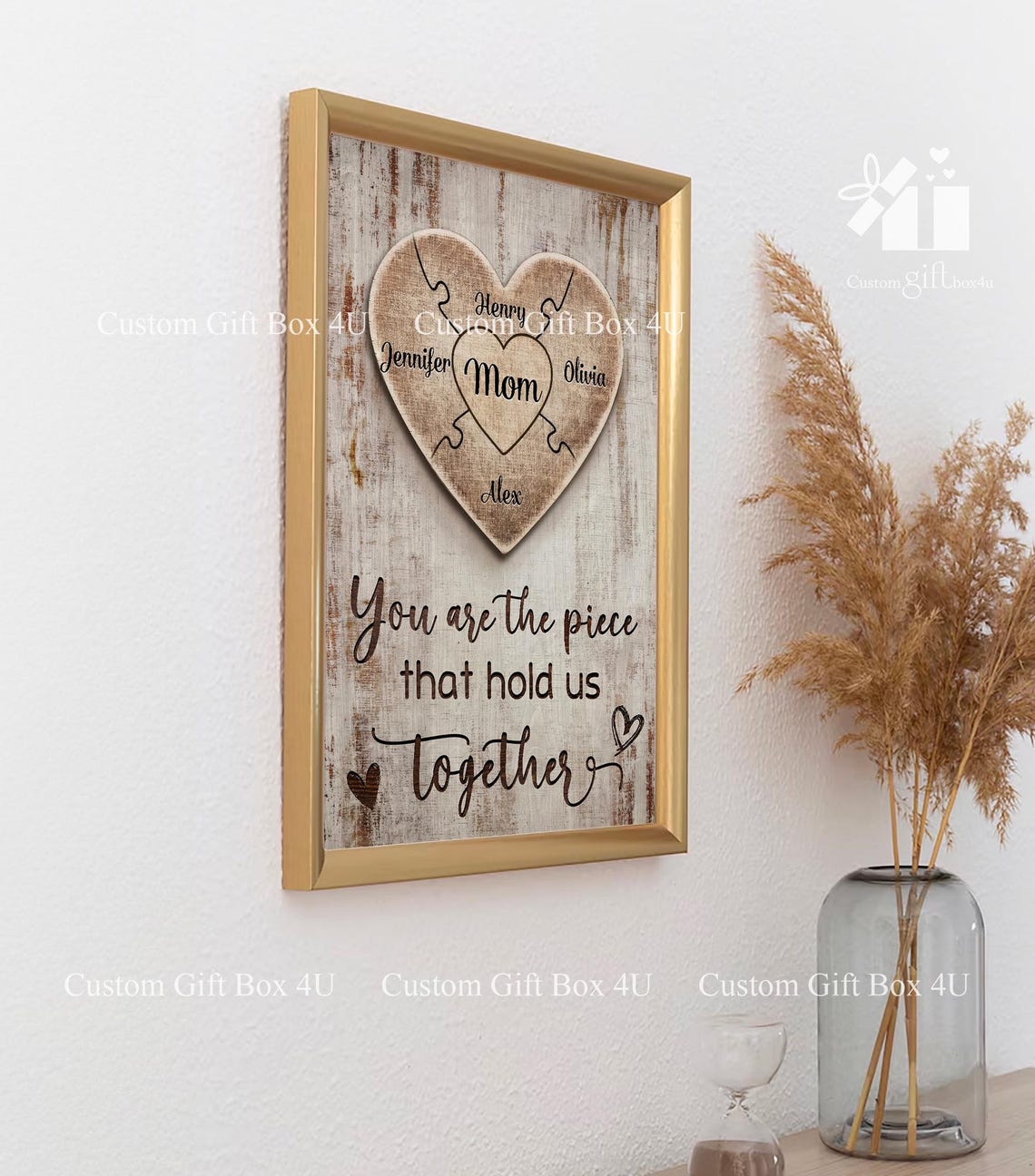 You Are The Piece That Holds Us Together Heart Puzzle Mom Poster - Image 5