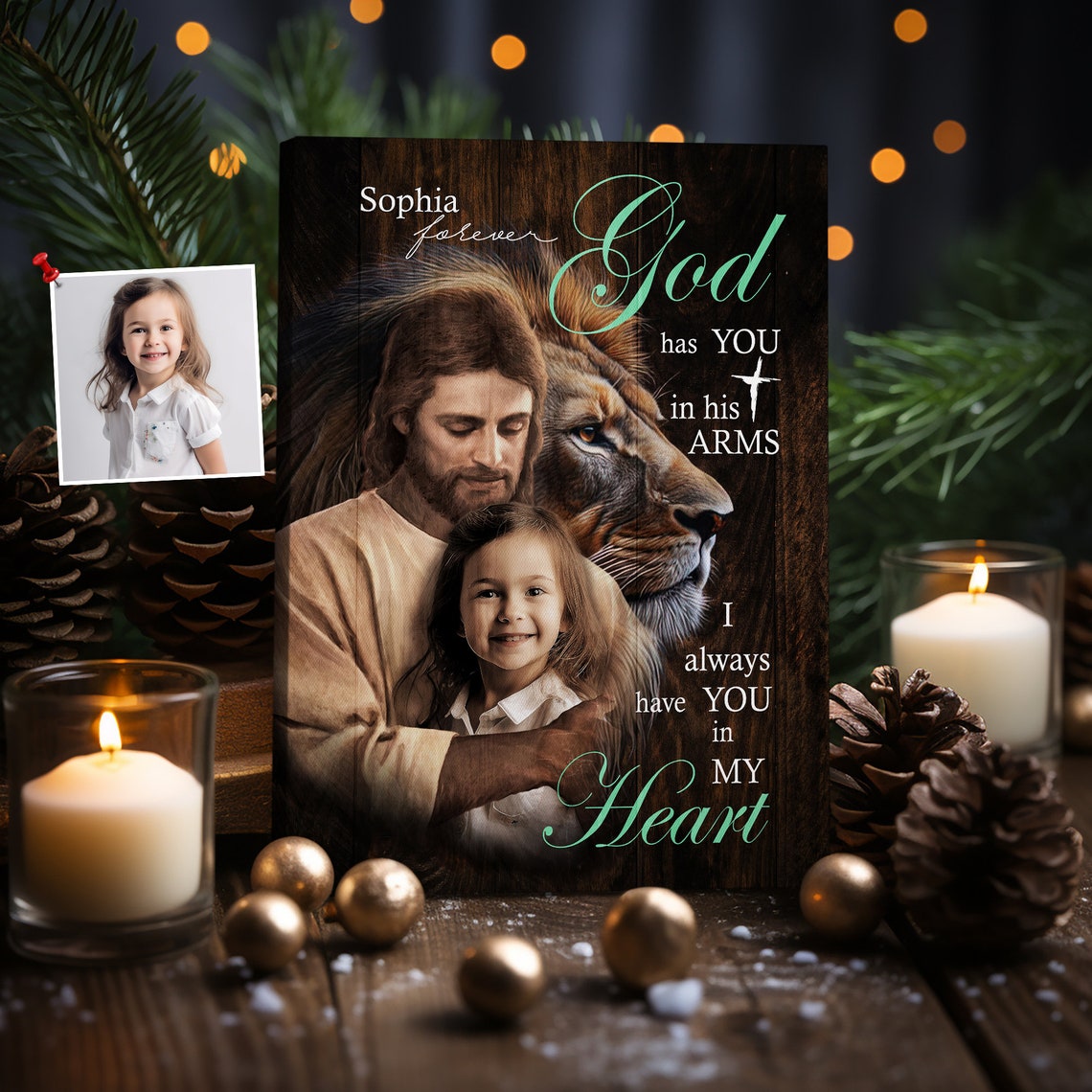 Files Personalized Child Safe In The Arms Of God Child And God God Has You In His Arms Christ And Baby The Lion Of Judah - Image 6